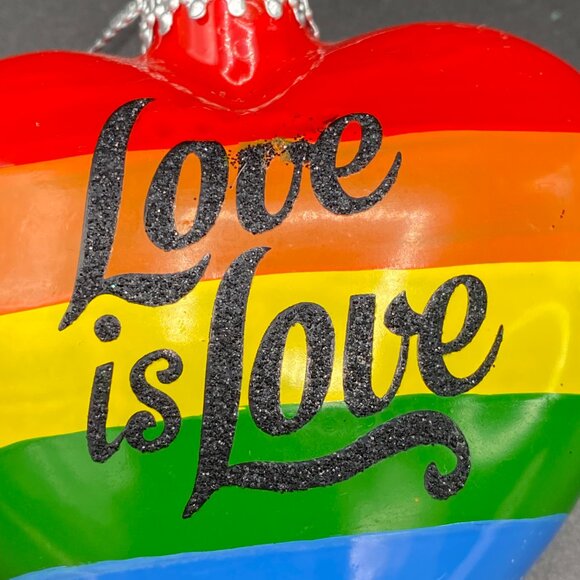 Love is Love Pride Heart Christmas Tree Ornament Holiday Seasonal Decor - Picture 10 of 13